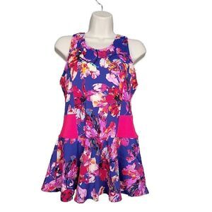Lime Ricki Floral Jungle Swim Tank Top Peplum Swimming Top Purple Pink XXL